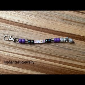 Pulmonary Hypertension Awareness Purple and Zebra “Hope” Handmade Keychain